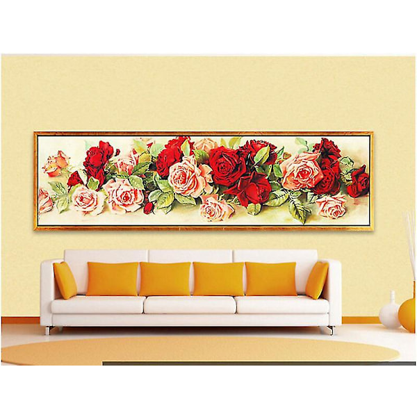 90*30cm Mode DIY Ritning Hantverk Romantiska Rosor Diamantmålning Korsstygn Mosaik Klistrad
