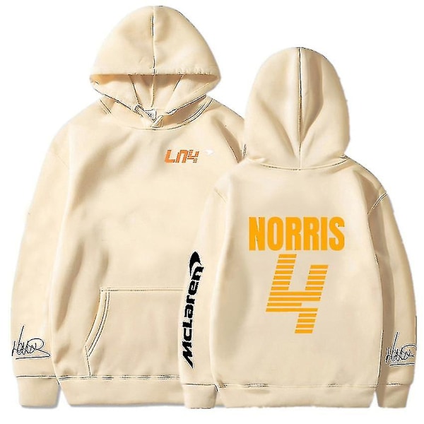 Mclaren F1 Huppari Lando Norris 4 Kirjainpainatus Miesten ja Naisten Pusero Syksy/Talvi Rentoutunut Muoti Katutyyli Iso Huppari, 4.4 XL