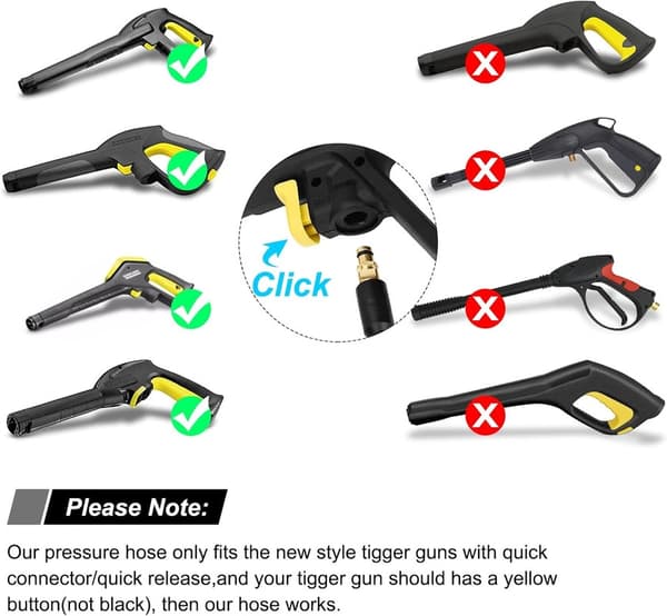 6m Replacement Hose for Kärcher K-Series Pressure Washers K2 K3 K4 K5 K6 K7 Click Plug Quick Connect 6m