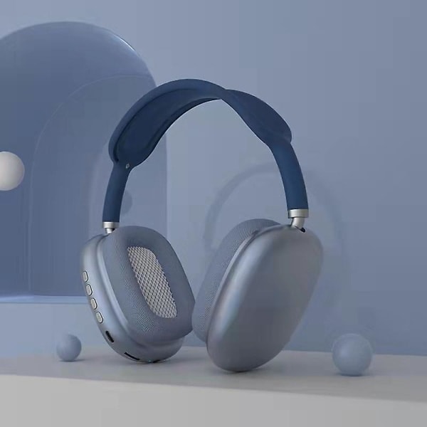 Trådløse støydempende hodetelefoner med musikk metallic blue