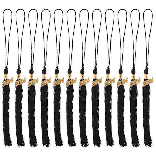 12 stk. dimissionskvaster akademiske dimissionshuekvaster dimissionshat dekorationer DIY kvaster 40X3,5cm 40X3.5cm Black