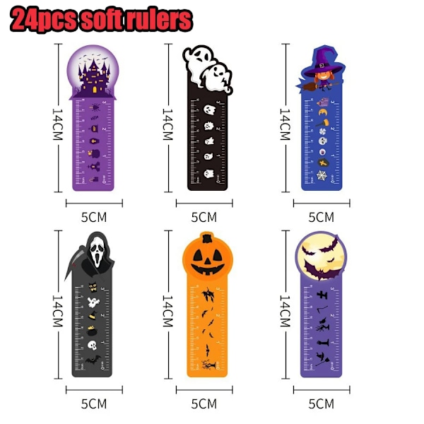 Halloween-lelut Simuloitu skorpion cornucopia Hauskoja Halloween-lahjoja irtotavarana Lepakko hämähäkki rengas Kurpitsa haamu lepakko Pieni haamu tehoauto 24kpl mittauksia 24pcs ruler Other