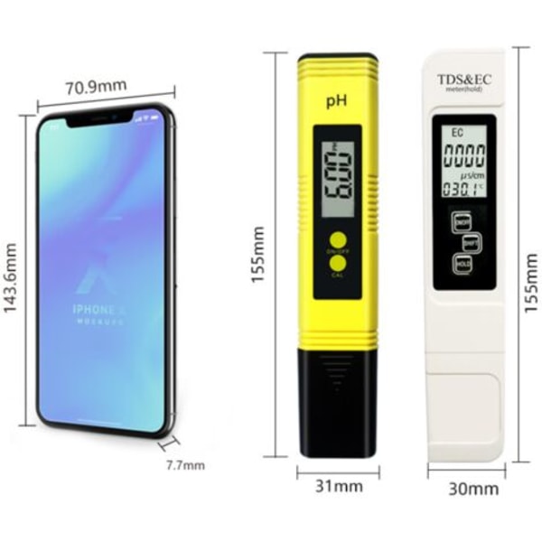 Vannkvalitetstester 0.01 Høy nøyaktighet pH-måler TDS+EC+ Termometer for drikkevann Akvarium Akvarium Swi