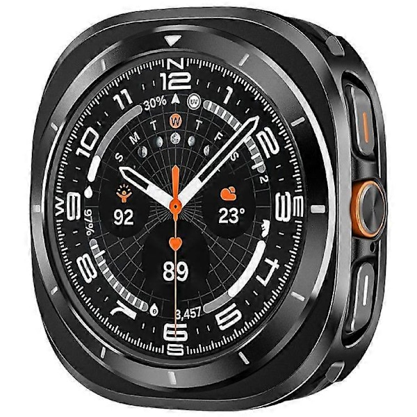 Skyddsfodral för Samsung Galaxy Watch Ultra 47mm, Klockram i aluminiumlegering PC{ee】 Black Orange