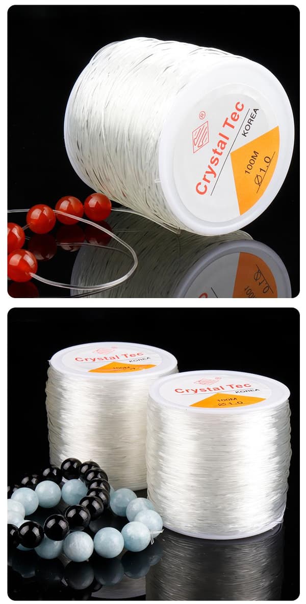 Large roll Transparent elastic thread for jewelry making 100m Transparent Transparent Transparent 0,8mm