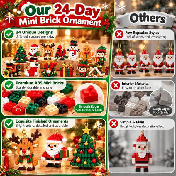 Byggeklods-julekalender 24 dage 3D julebyggeklodser