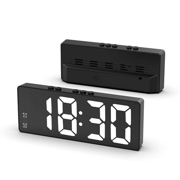 Modern LED Spegel Digital Väckarklocka med Temperaturvisning för Sovrum och Vardagsrum i Vitt