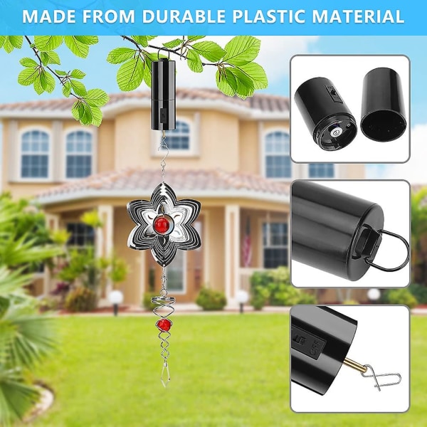 Set Of 3 Battery Powered Rotating Motor Hanging Wind Chimes Wind Sculpture Wind Chimes Garden Decorative Accessories