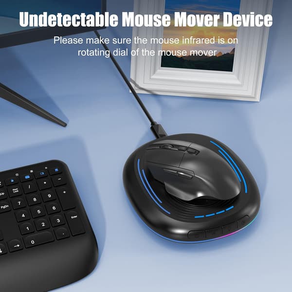 Uoppdagelig Musejiggler med Timer og RGB Pustelys - Svart USB Musebeveger for Datamaskin