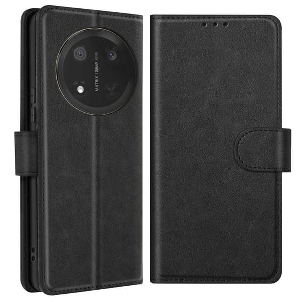 (ee)Case Yhteensopiva Honor Magic 7 Lite -puhelimen kanssa, klipsilompakko ja videon katseluteline, musta Black