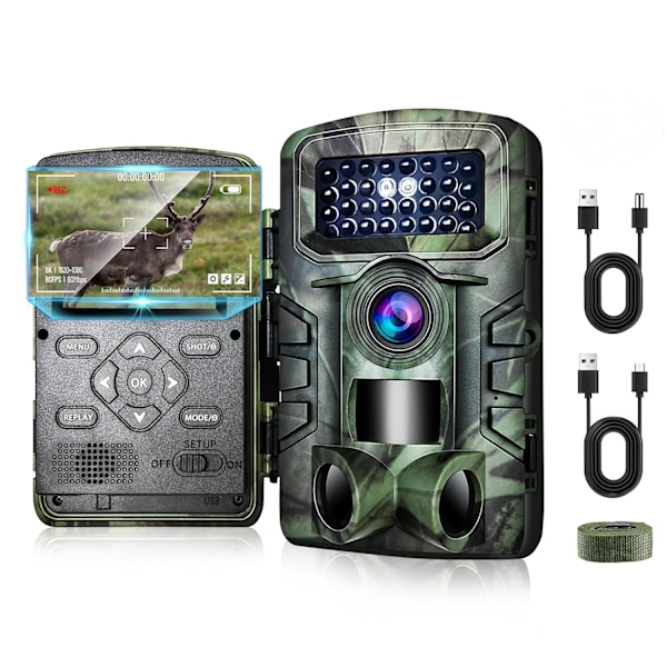 Wildlife Camera, 58MP Full HD Wildlife Camera, IP66 Waterproof Animal Camera, Wildlife Camera with 2.0 Inch Video Screen