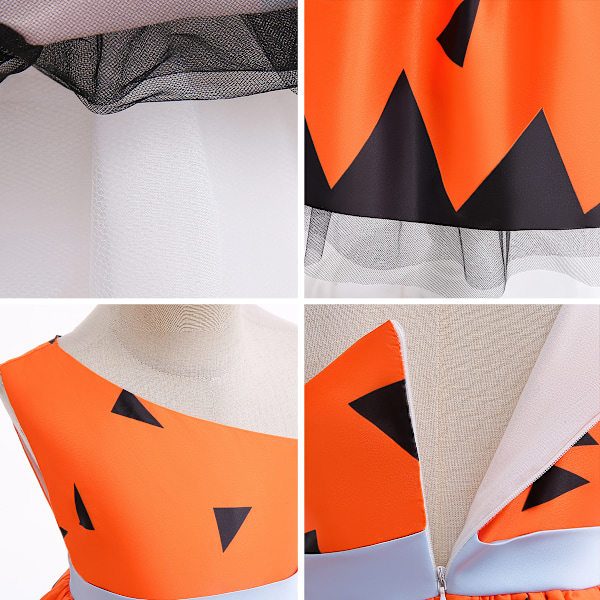 Halloween-asu noitahattuineen lapsille, juhlava cosplay-mekko, aave-, kurpitsa- ja pääkalloprinttimekko