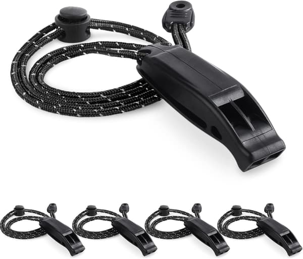Nöd visselpipa 4-pack 120dB Hög säkerhetsvisselpipa med reflekterande rem Vattentät för camping Vandring Utomhusöverlevnad