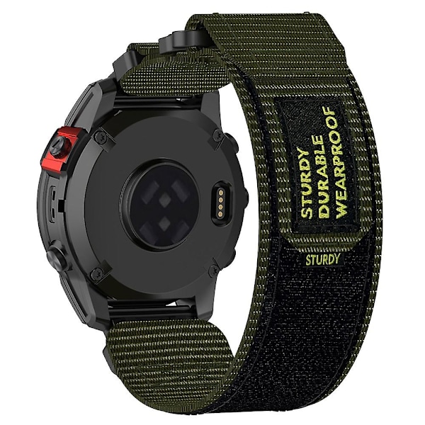 Nylonarmbånd med selvklebende stripe for Garmin Fenix 7X/7X Pro/Instinct 2X/QuickFit 26mm - Armégrønn Turkis Turquoise Garmin Fenix 7X