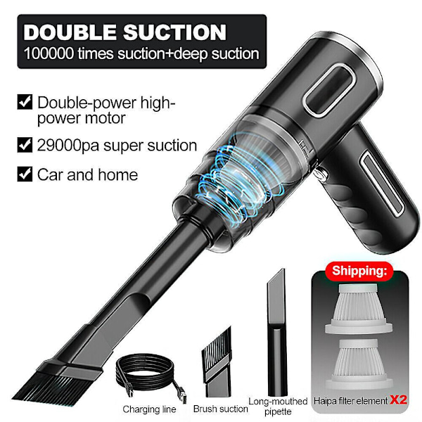 29000pa Powerful Car Vacuum Cleaner Wet/Dry Cordless Strong Suction Handheld