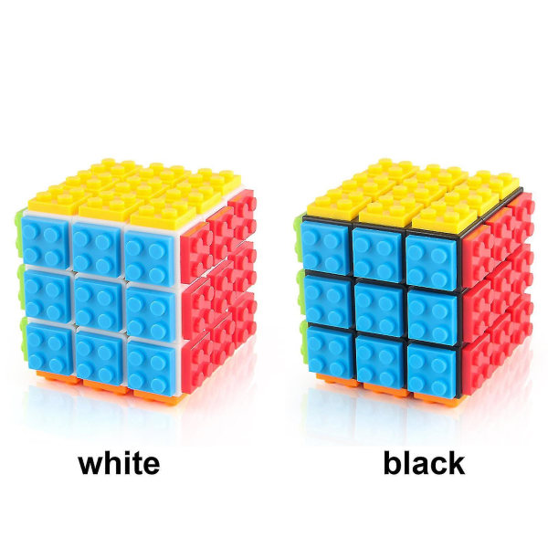 3x3 Build-on Brick Magics Cube Brain Teaser Pussel och tegelleksak i 1 för barn Vuxenpresent