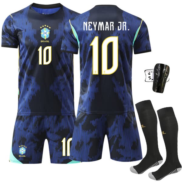 Brasil bortedrakt for herre VM-landslagstrøye nummer 10 Neymar 7 Vinicius No size, with socks + protective #20