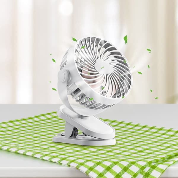 Ventilator med Klemme - Genopladelig Bærbar Ventilator med Batteri white