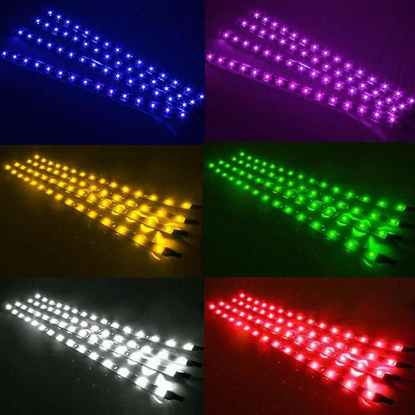 10 röda vattentäta flexibla LED-remsor för underredeljus för bilar