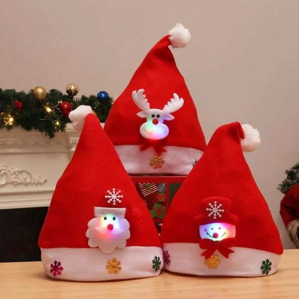 Jule LED Hue Nytår Sød Børn Voksne Beanie Navidad Børn Pige Hue Nytår Kostume