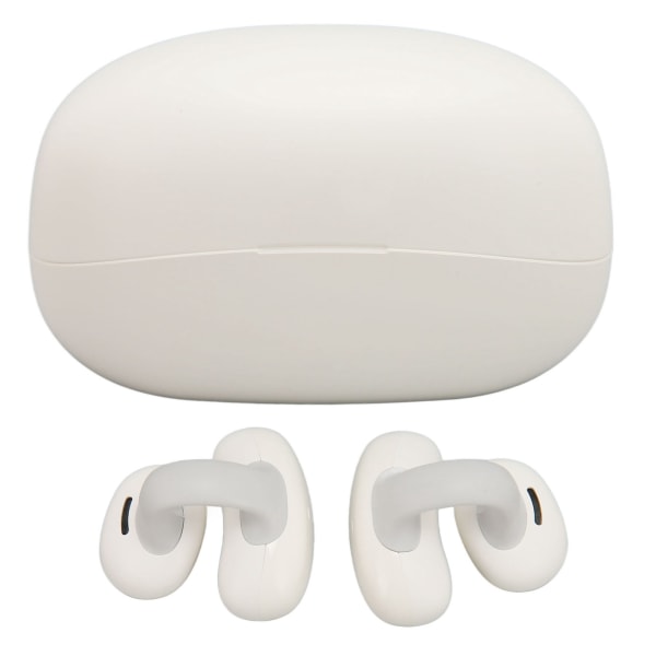 Øreklips Bluetooth-øretelefoner HiFi Stereo Støjreduktion 55H Spilletid Trådløs Clip On Earphone til Sport Rejse Fitnesscenter Hvid