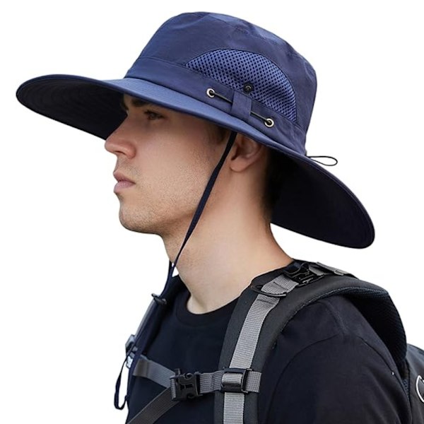 Solhatt Anti-UV UPF 50+ Utomhus Fiskehatt Bred Brim Fiske (Marinblå){ee} C