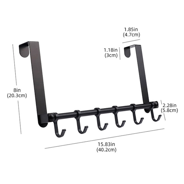 Dørkrog i Aluminium, Over Døren Black