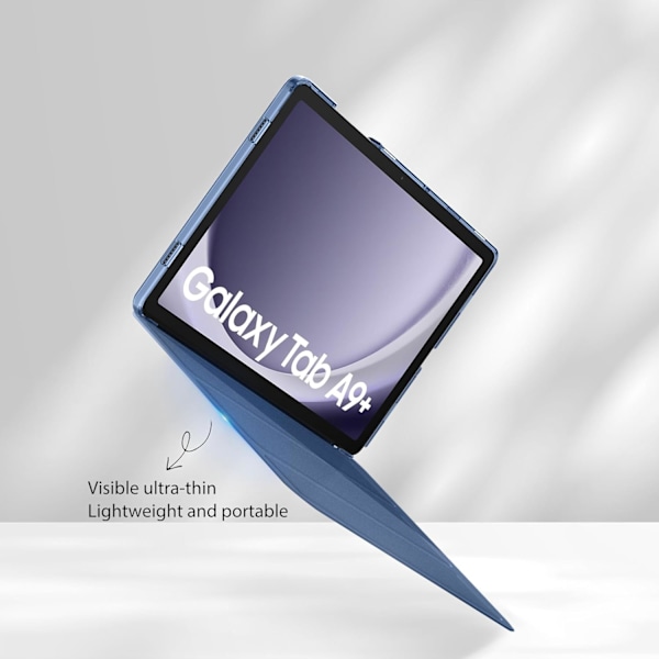 Fodral för Samsung Galaxy Tab A9+ Plus Tablet Skärmstorlek 11 Tum 2023, Ultra Slim Vikbart Hårt Baksidesskydd Ställ, Mörkblå svart{ee} black 11 in