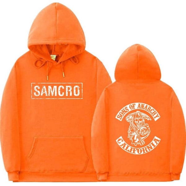 Sons Of Anarchy Samcro Hoodie Dobbeltsidig Trykk Hoodie Skjorte Topp Oransje Orange 3XL