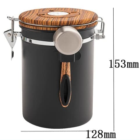 1500/1800ml Kaffebeholder Rustfritt Stål Lufttett Oppbevaringsboks Matlagring med Skje