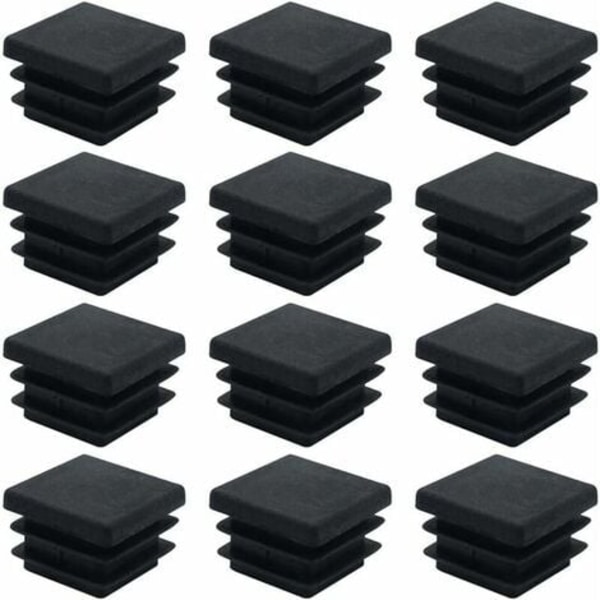 40 stk firkantede plastplugger 20mm x 20mm sorte firkantede rørplugger firkantede rørsett plast endehetter for møbelben skaphyller stolben