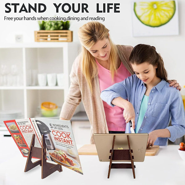 Opskrift Display Stand Bordstander Holder Træ Kogebog Stand Fyrretræ Åben Bog Stand Fyrretræ Kul Bordstander