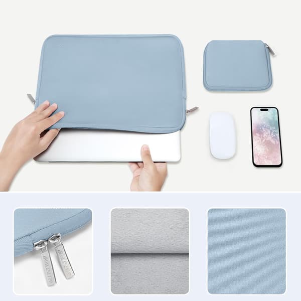 13\" MacBook Air & Pro-etui 2016-2025 M1 M2 M3 M4 med tilbehørsveske, blå blue