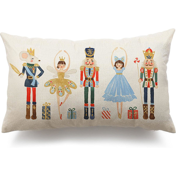 Merry Christmas Throw Pillow Cover 12x20 Inch Nutcracker Christmas Decor Winter Holiday Party Cushion Case Decoration for Sofa Couch