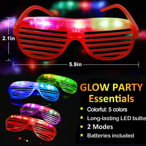 LED-lasit hohtavat pimeässä juhlatarvikkeet lapsille 24-pakkaus