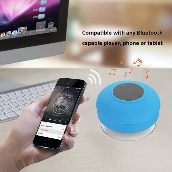 Mini vandtæt Bluetooth-højttalerboks, 3.0 Bluetooth-højttaler med sugekop til bruser og udendørs (blå)