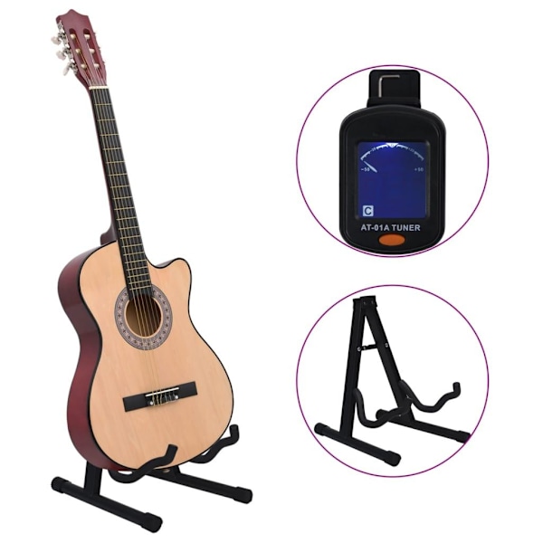 vidaXL Akustisk gitarr, 12 delar, med 6 strängar, western, 38\" Ljusbrun 3650