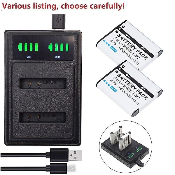Batteri eller USB laddare kompatibel Li-50b Olympus U9010 U1030 U Tough 8010 8000 Sp-815uz