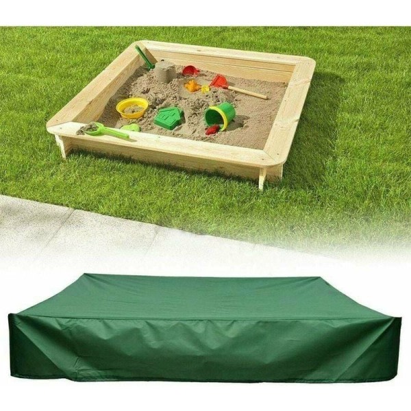 Square tarpaulin cover with Oxford drawstring used for sandbox, pool, garden or yard (green, 120x120cm)