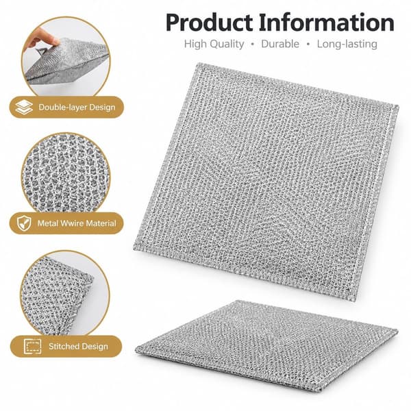 Ståltrådsdisktrasor 5-pack - 20 cm återanvändbar, skonsam skrubbduk för disk och rengöring