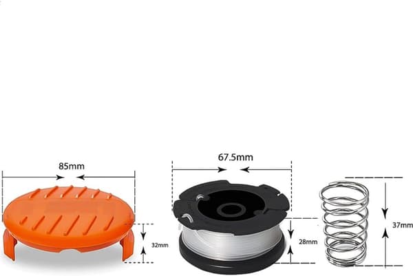 Trimmertråd - 6 stk. - Trimmertråd - Erstatningstråde - Trådspoler - til Black Decker, Bekasa AF-100-3ZP og A6481 - Længde 9 m