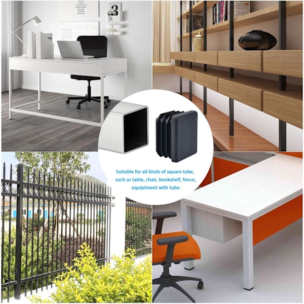 25 st plast fyrkantsrör pluggar, möbelbenskydd, metallrörsplugg, hållbar, halkfri och praktisk, 40x40mm inre fyrkantig plastplugg{EE}