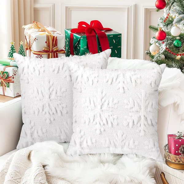 Julkuddöverdrag Snöflinga Juldekoration för Soffa Sovrum Vit 45x45 cm 2-pack