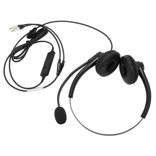 Wired Telephone Headset Noise Reduction Binaural Business Headphone with Mic for Call Center Customer Service Dual 3.5mm Plug