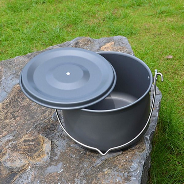Hengegryte for camping, aluminiumslegering, matlagingsgryte, bålvarmeovn{EE}