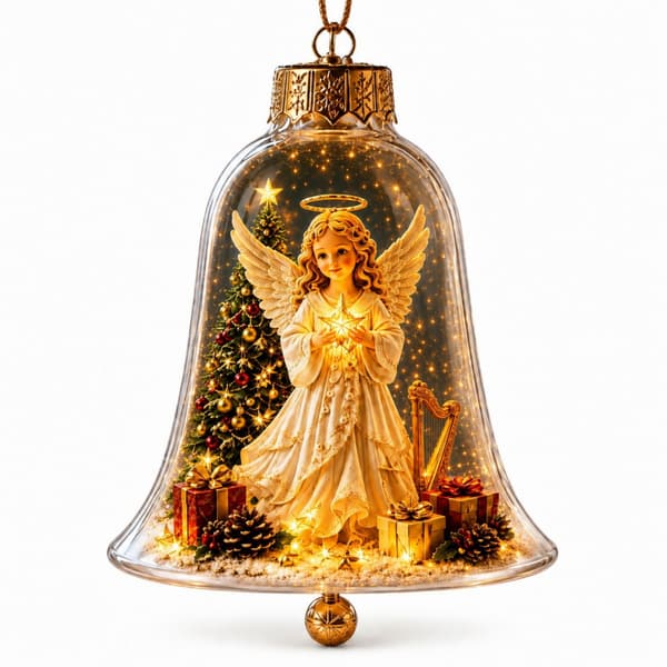Julklocka kristallkula prydnad akryl lysande transparent julgransdekoration GJ923-01 Light-up model