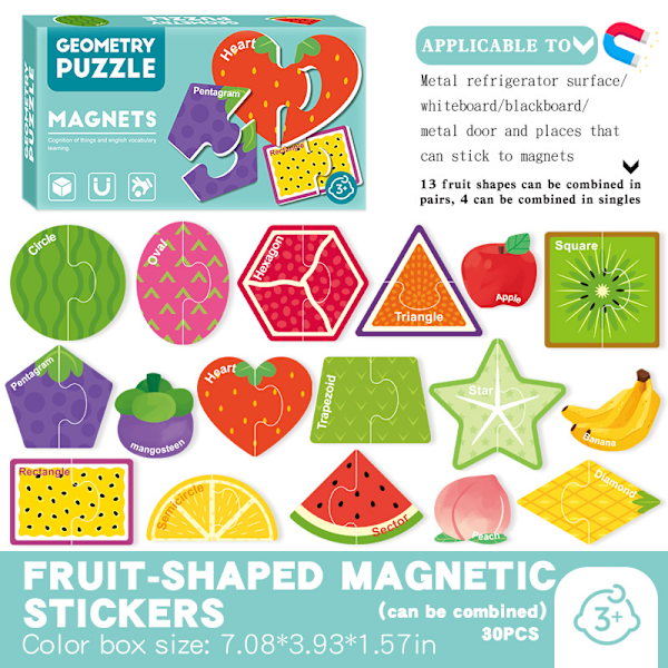 Magnetiskt barnpussel 3~6 år, baby multi-tema bokstav djur nummer kognition tidig utbildning upplysning pussel 7