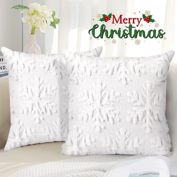 Julkuddöverdrag Snöflinga Juldekoration för Soffa Sovrum Vit 45x45 cm 2-pack