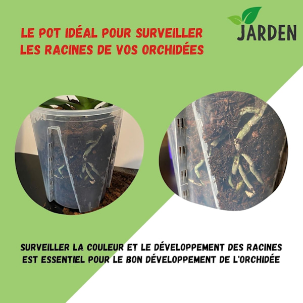 Sett med 3 orkidepotter i transparent hardplast, diameter 16 cm