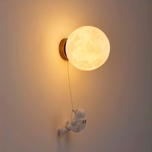 Innendørs Vegglampe, 15cm Måne og Astronaut Design, Innendørs LED Vegglampe (Gratis Lyspære G9*1)